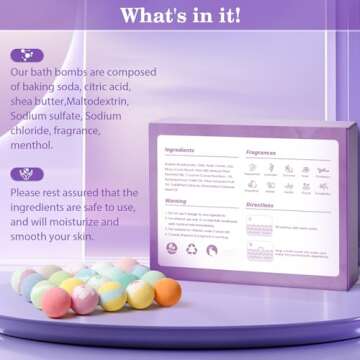 CalmNFiz 20PCS Bath Bombs for Women Presents Set Natural Wonderful Fizz Effect Bath Bomb with Shea Butter & Essential Oils, Bubble Bath Amazing Presents for Her/Him, Wife, Girlfriend, Mother