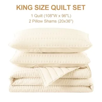 HiSnug Cream King Size Quilt Bedding Set for All Seasons