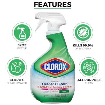 2 CleanUp Cleaner with Bleach | 32oz Spray Bottle, 64oz Refill Jug, & Daley Mint Towel | Multi Purpo...