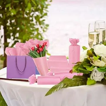 100 Sheets Pink Tissue Paper Artdly 14 x 20 Inches Recyclable Pink Wrapping Paper Bulk for Weddings ...