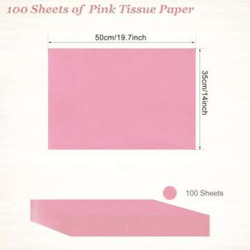 100 Sheets Pink Tissue Paper Artdly 14 x 20 Inches Recyclable Pink Wrapping Paper Bulk for Weddings Birthday DIY Project Festival Wrapping Crafts Decor