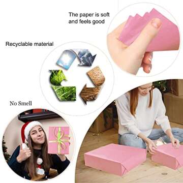 100 Sheets Pink Tissue Paper Artdly 14 x 20 Inches Recyclable Pink Wrapping Paper Bulk for Weddings Birthday DIY Project Festival Wrapping Crafts Decor