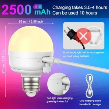 SCOPOW RGB Rechargeable Light Bulb with Remote Control