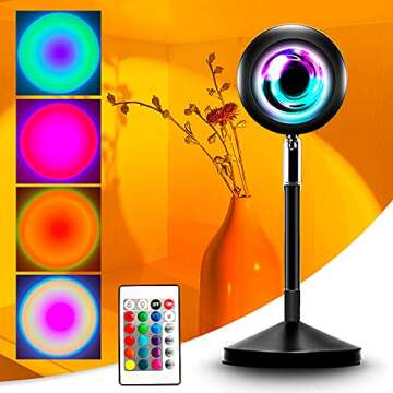 FlyonSea Sunset Lamp Projector Rainbow Projection Lamp, Romantic Visual Led Light with Remote Contro...