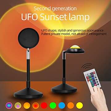 FlyonSea Sunset Lamp Projector Rainbow Projection Lamp, Romantic Visual Led Light with Remote Control&16 Color Changing,Network Red Light with USB,for Photography/Selfie/Home/Living Room/Bedroom Decor