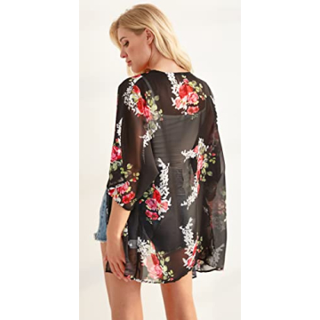 Floral Print Shawl Kimono Cardigan for Women