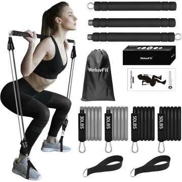 Portable Pilates Bar with Resistance Bands for Home