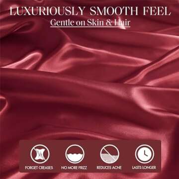 Madison Park Essentials Satin Sheet Set Luxury and Silky with Natural Sheen, Elastic 14" Pocket fits up to 16" Mattress, All Around Elastic - Year-Round Bedding, Queen, Red, 6 Piece