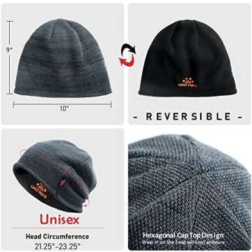 Lvaiz Warm Reversible Winter Beanie for Men & Women