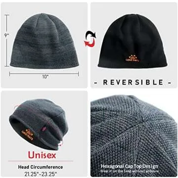 Lvaiz Warm Reversible Winter Beanie for Men & Women