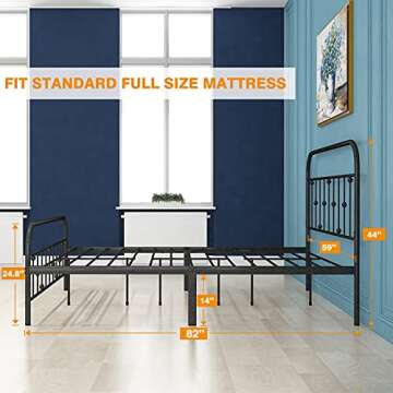 Black Metal Bed Frame Platform (Queen)