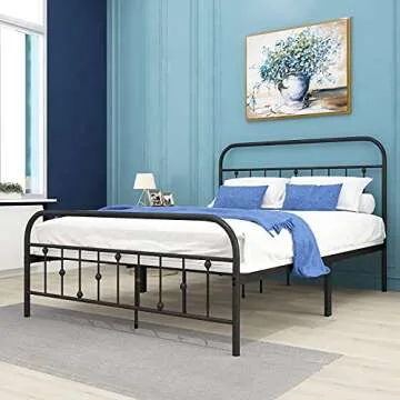 Black Metal Bed Frame Platform (Queen)