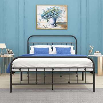 Black Metal Bed Frame Platform (Queen)