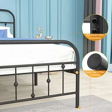 Black Metal Bed Frame Platform (Queen)