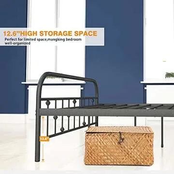 Black Metal Bed Frame Platform (Queen)