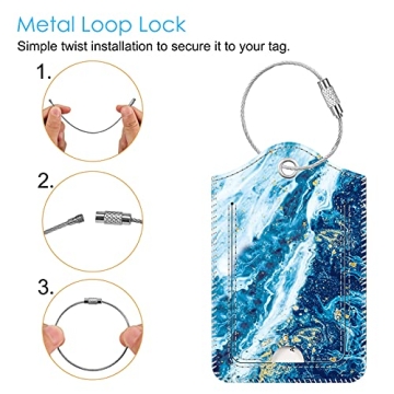 Stylish Luggage Tags with Privacy Cover and Steel Loop
