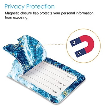 Stylish Luggage Tags with Privacy Cover and Steel Loop