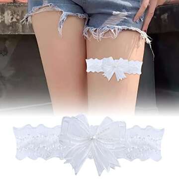 Elegant Zeshimb Wedding Garters with Lace and Pearls