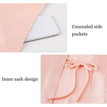 PRODESIGN Satin Kimono Lace Robe Long Silky Kimono Bathrobe with Lace Trim Sleepwear Wedding Bridesmaid Robe