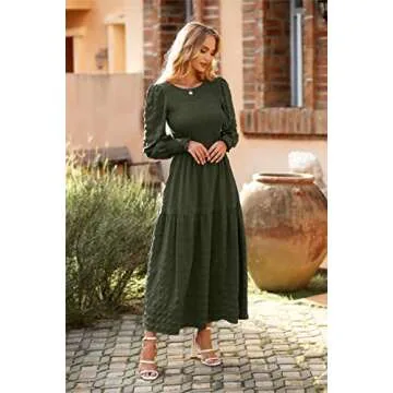 Elegant Puff Long Sleeve Maxi Dress for Women 2024