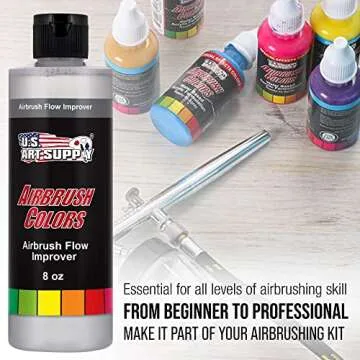 U.S. Art Supply Airbrush Flow Improver, 8-Ounce Bottle - Additive to Improve Acrylic Paint Flow, Reduce Clogs, Paint Wetting, Dry Needle Tips, Spraying Performance, Thinner - Artist, Hobbyist Tool