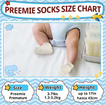 Janmercy 20 Pairs Preemie Socks - Cozy Terry Booties for Newborns