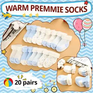 Janmercy Preemie Socks - 20 Pairs for Newborn Comfort