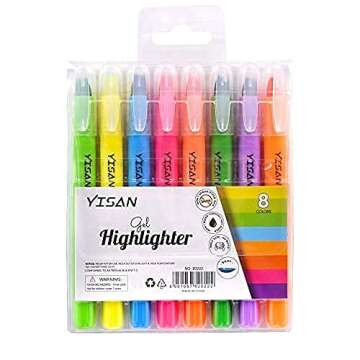 YISAN Bible Highlighters No Bleed,Gel Highlighters,Dry Highlighters,Crayon Marker Pens for Bible Study Journaling,Bible Accessories,8 Assorted Colors 20222