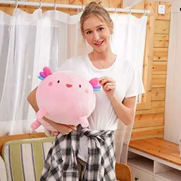 Mewaii Cute Axolotl Plush Pillow, 16” Axolotl Stuffed Animals, Soft Kawaii Plushies Cuddle Pillow, Cute Plushies Birthday Gifts for Women, Girls and Males (Pink)