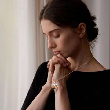 Fanery Sue Pet Ashes Necklace Cremation Jewelry Personalized Picture&Quote Memorial Gifts for Loss of Dog/Cat Urn Necklaces Pets Loss Sympathy Gift Keepsake for Women(Heart-Rose Gold)