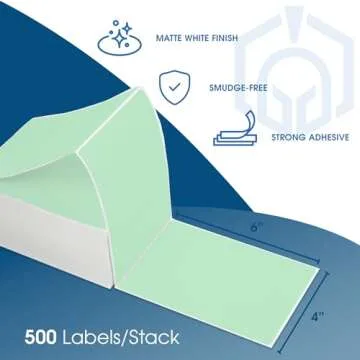 Spartan Industrial Direct Thermal 4" X 6" Fanfold Green Shipping Labels | (500 Total 4x6 Fan-fold La...