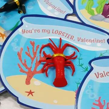 Valentines Day Cards for Kids - 36 Pack Sea Animal Card Bulk - Funny Valentine Exchange Cards for Boys Girls Toddler School Class Classroom Gifts Party Favors (Included 12 Different Sea Animal Toys)