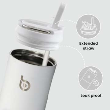 BOTTLE BOTTLE Insulated Water Bottle 24oz with Straw Lid and Handle for Sports Travel Gym Stainless ...