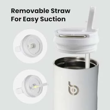 BOTTLE BOTTLE Insulated Water Bottle 24oz with Straw Lid and Handle for Sports Travel Gym Stainless Steel Water Bottles Double-Wall Vacuum Metal Thermos Leak Proof BPA-Free (white)