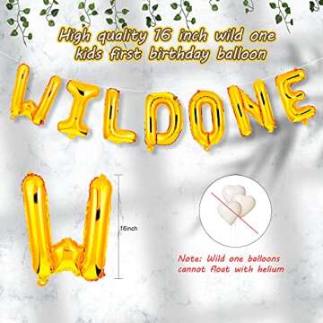 Wild One 16 inch Happy Birthday Balloons, Birthday Banner, Decorations and 12 Pieces Artificial Ivy Garland