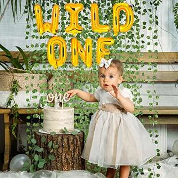 Wild One 16 inch Happy Birthday Balloons, Birthday Banner, Decorations and 12 Pieces Artificial Ivy Garland