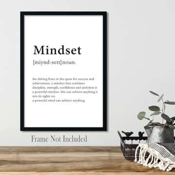 Motivational Quotes Wall Art Mindset Definition Mindset Poster Inspirational Wall Art Black and White Prints Painting Home Office Decor for Bedroom Living Room UNFRAMED