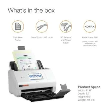 Epson - RapidReceipt RR-600W - Wireless Desktop Color 2-Sided Receipt and Document Scanner - Receipt Management and PDF Software for PC and Mac - Touchscreen and Auto Document Feeder - White