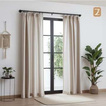 Zeerobee Curtain Rods for Windows 48 to 84, 1 Inch Industrial Curtain Rod, Wrap Around Black Curtain...