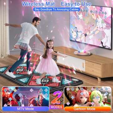 HAPHOM Dance Mat for Kids and Adults, Anti-Slip Wireless Electronic Dance Pad for TV, Wrinkle-Free, ...