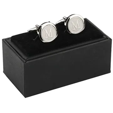 Classic Stainless Steel Initial Cufflinks for Men