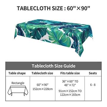 KUOAICY Tropical Palm Leaves Rectangle Tablecloths Table Cover Home Table Cloth for Kitchen Dining P...