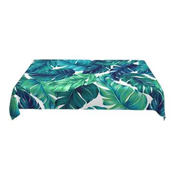 KUOAICY Tropical Palm Leaves Rectangle Tablecloths Table Cover Home Table Cloth for Kitchen Dining Party 60 X 90 Inch