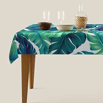 KUOAICY Tropical Palm Leaves Rectangle Tablecloths Table Cover Home Table Cloth for Kitchen Dining Party 60 X 90 Inch