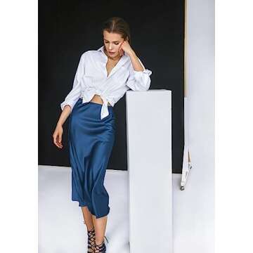 Zeagoo Women’s Satin Skirt High Waist Midi Skirt