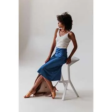 Zeagoo Women’s Satin Skirt High Waist Midi Skirt