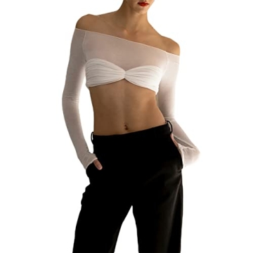 Stylish Y2K Off Shoulder Slim Fit White Shirt for Women