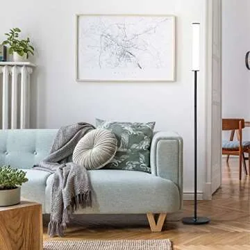 O’Bright LED Cylinder Floor Lamp with Remote Control, Full Range Dimming, Adjustable Color Temperature 3000K-6000K, Minimalist Standing Lamps for Living Room, Bedrooms and Office, Black