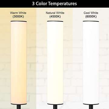 O’Bright LED Cylinder Floor Lamp with Remote Control, Full Range Dimming, Adjustable Color Temperature 3000K-6000K, Minimalist Standing Lamps for Living Room, Bedrooms and Office, Black