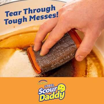 Scrub Daddy Steel Scouring Pad Scrub Sponges - Durable Stainless Steel Cleaning Pads for Heavy Duty ...